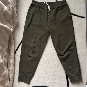 Polo by Ralph Lauren Olive green Fleece Joggers with Orange Logo